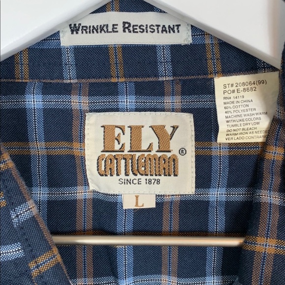VTG Ely Cattleman Pearl Snap Button Up Mens Large Long Sleeve Cowboy Western - Picture 4 of 6
